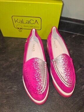 KaLaCA Pink With Silver Splatter Platform Shoes Size 38